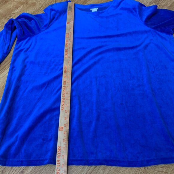 Vicki Wayne Women's Blue Velvet Long Sleeve Top 3X stretch  pullover lounge - Picture 7 of 7